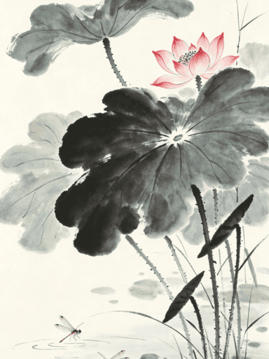 荷花国画